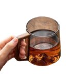 Guanshan Glass Single-layer Side Wooden Handle Drinking Cups Household Large-capacity Milk Tea Juice Single-layer Cup Kitchen Gadgets - Image 9