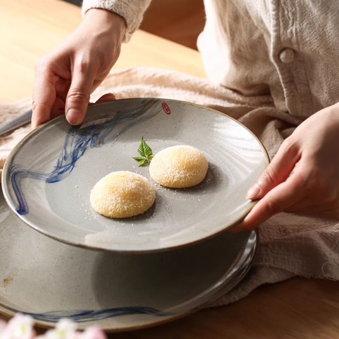 4058bd1b-54ff-458c-bd7f-793a7b9ddf46.jpg Stoneware Meal Retro Ceramic Breakfast Plate - Image 1