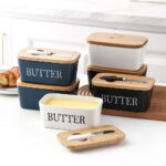 Butter Box Sealed Can Butter Bamboo Cover Cheese With Knife