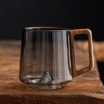 Guanshan Glass Single-layer Side Wooden Handle Drinking Cups Household Large-capacity Milk Tea Juice Single-layer Cup Kitchen Gadgets - Image 3