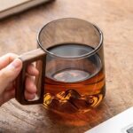 Guanshan Glass Single-layer Side Wooden Handle Drinking Cups Household Large-capacity Milk Tea Juice Single-layer Cup Kitchen Gadgets - Image 4