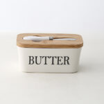 Butter Box Sealed Can Butter Bamboo Cover Cheese With Knife - Image 7