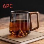 Guanshan Glass Single-layer Side Wooden Handle Drinking Cups Household Large-capacity Milk Tea Juice Single-layer Cup Kitchen Gadgets - Image 10