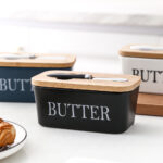 Butter Box Sealed Can Butter Bamboo Cover Cheese With Knife - Image 5