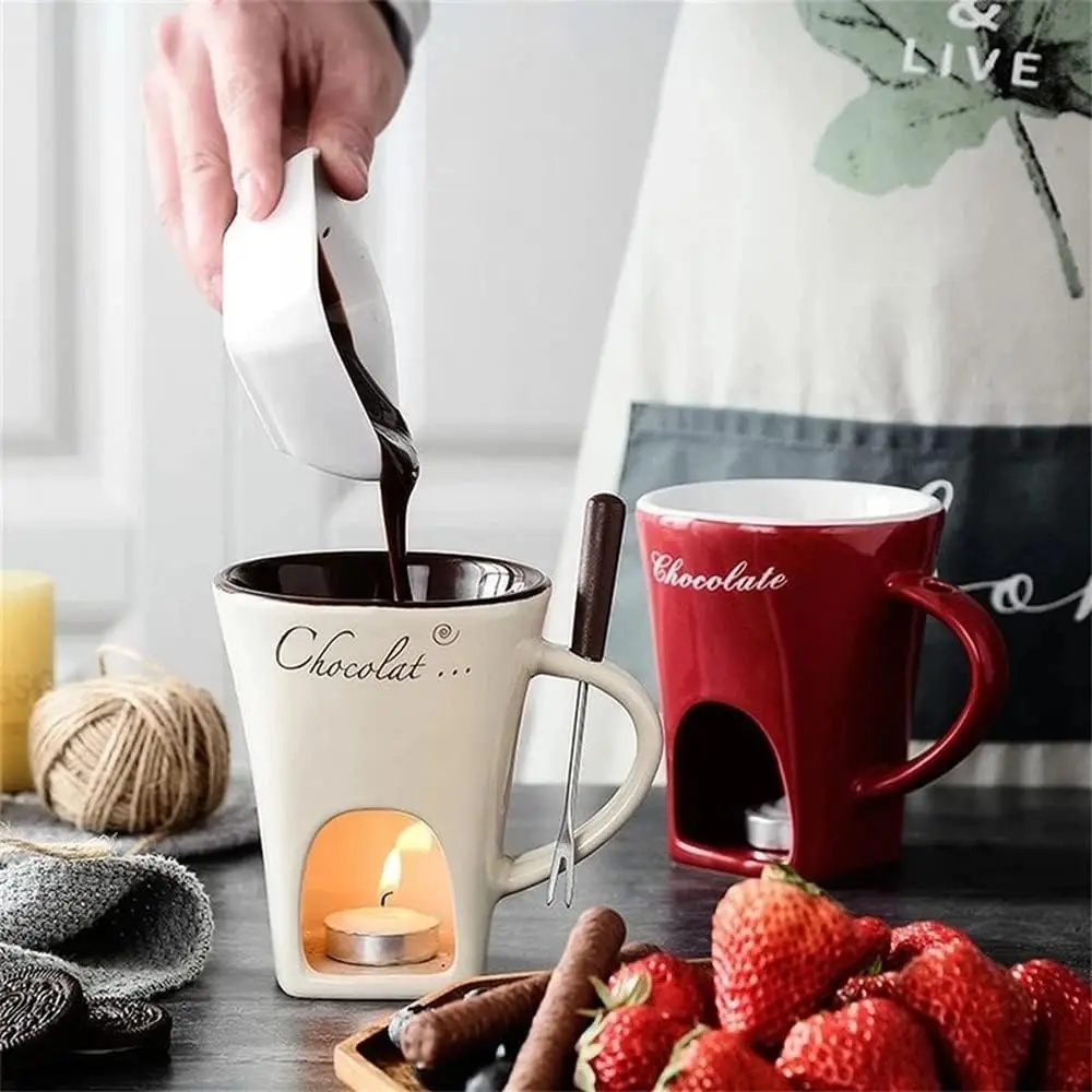 d974c16e-dcf0-4eac-91c9-94b2949618b1.jpg Fondue Mug Set Personal Mini Fondue Pots Chocolate Cheese Ice Cream Fondue Maker Kit Individual Butter Melter Cup Small Warmer Kitchen Gadgets - Image 1